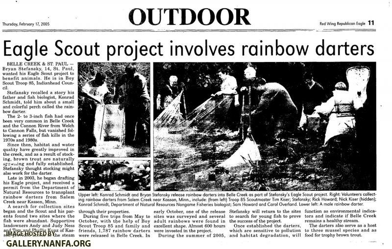 Eagle Scout project involves rainbow darters1a